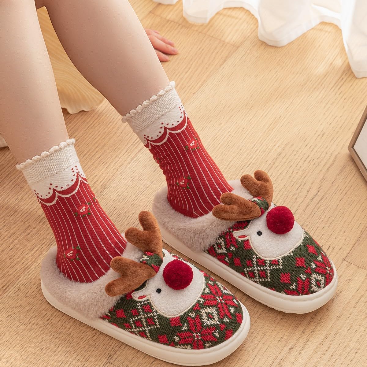 Christmas Fluffy, Warm and Cozy Slippers for Women and Men 