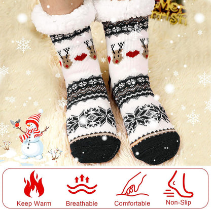 Fluffy Slipper Socks for Women Christmas - Thermal Knitted Socks for Winter 