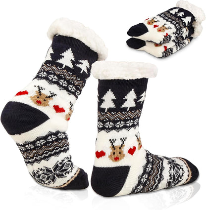 Fluffy Slipper Socks for Women Christmas - Thermal Knitted Socks for Winter 